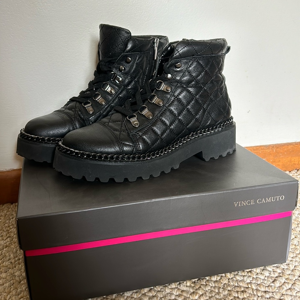 Vince Camuto Maissa leather quilted combat boots